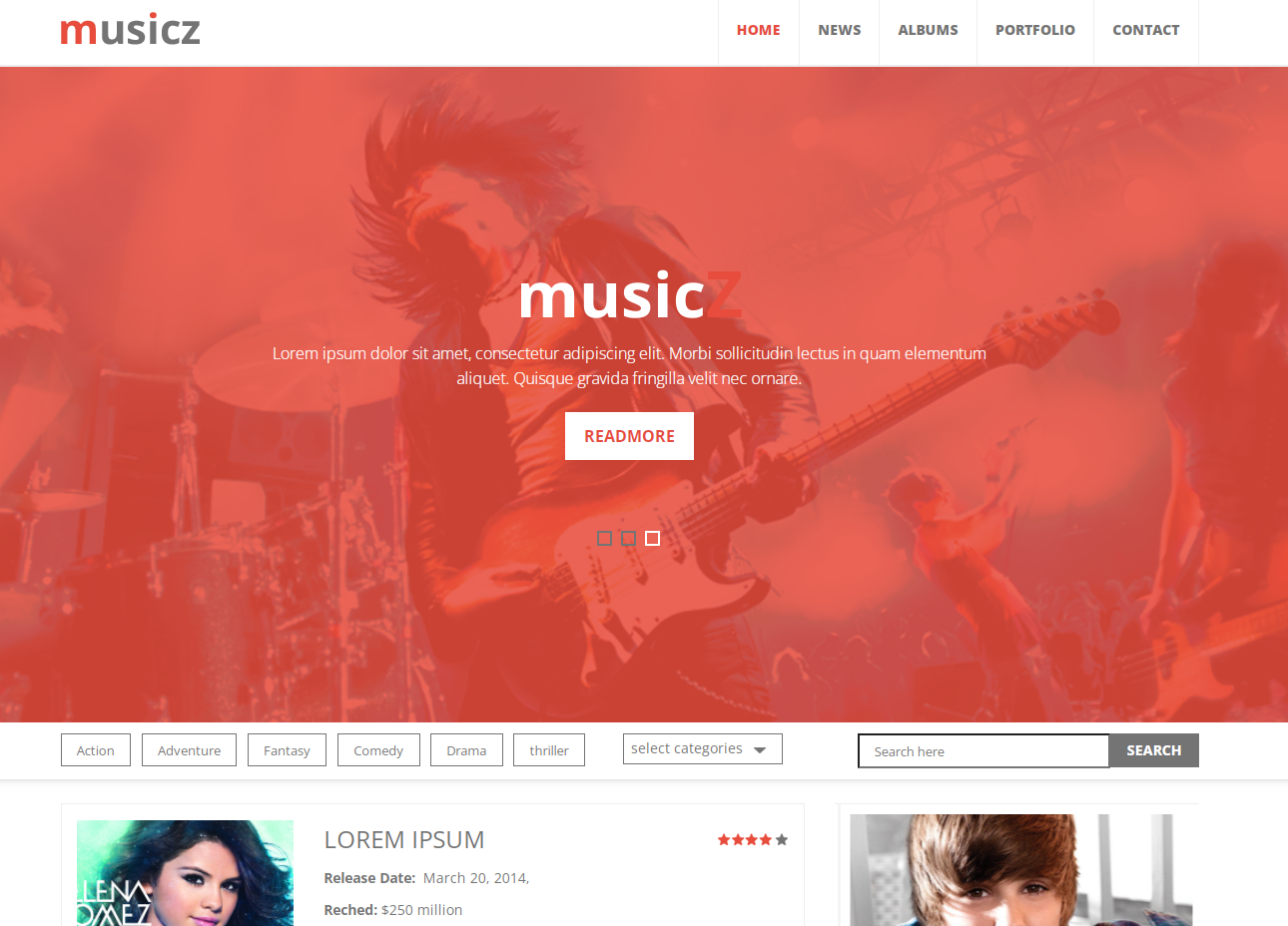 音乐类网站模板