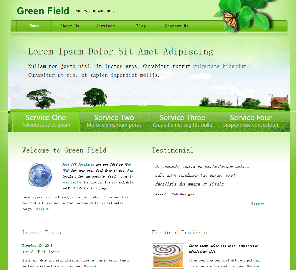 绿地主题网站模板