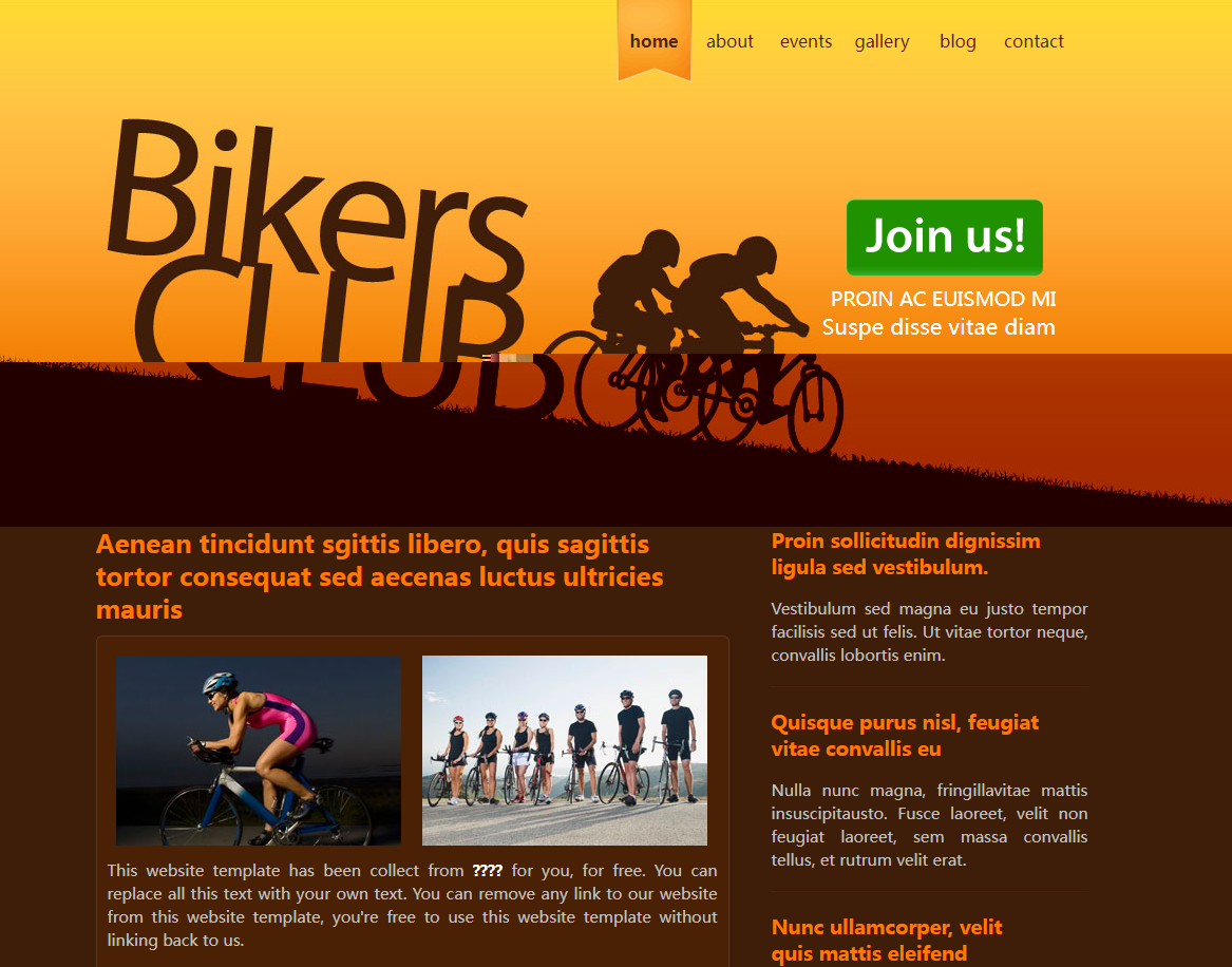 骑自行车网站模板
